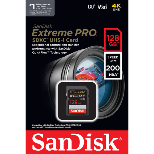  SanDisk Extreme PRO 128GB SDXC Memory Card V30 (200MB/s)